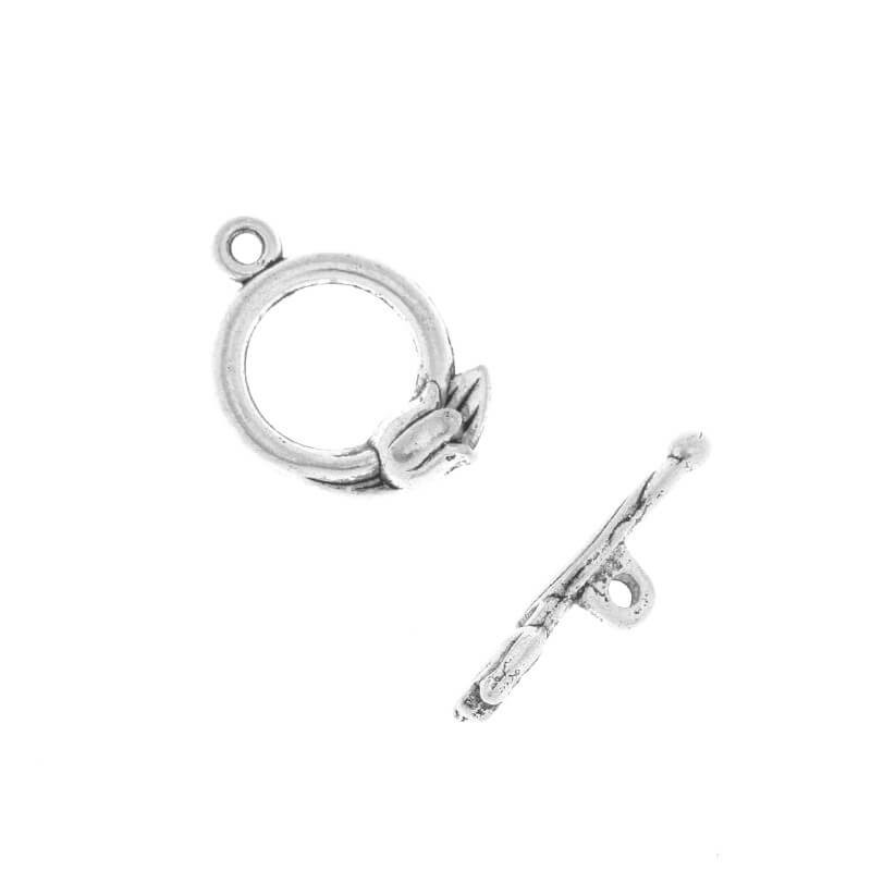 Two piece toggle clasp with tulip 20x13 / 22x6mm antique silver SH204 2pcs