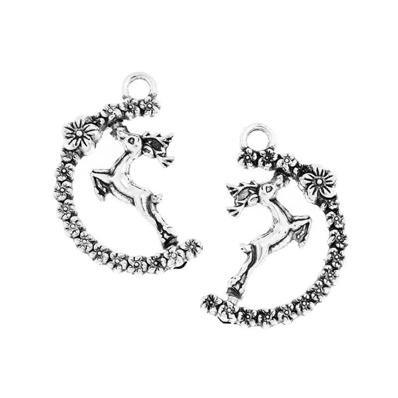 Swivel charms for jewelry deer 1pc antique silver 25x17x5mm AAS763