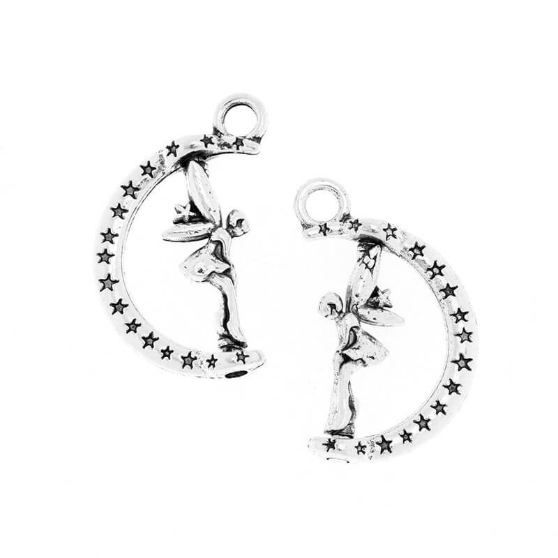 Rotary charms for jewelry fairy Tinkerbell 1pc antique silver 23x15x4mm AAS765