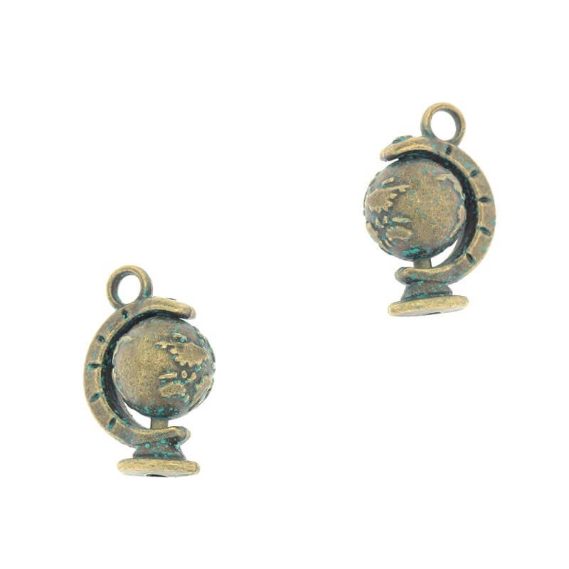 Swivel charms for jewelry, globe, antique bronze, 19x12x9mm AAB263