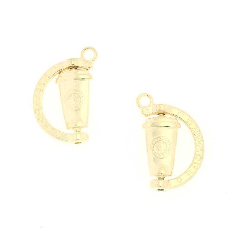 Swivel charms for jewelry coffee cup 1pc KC gold 26x17x5mm AKG225