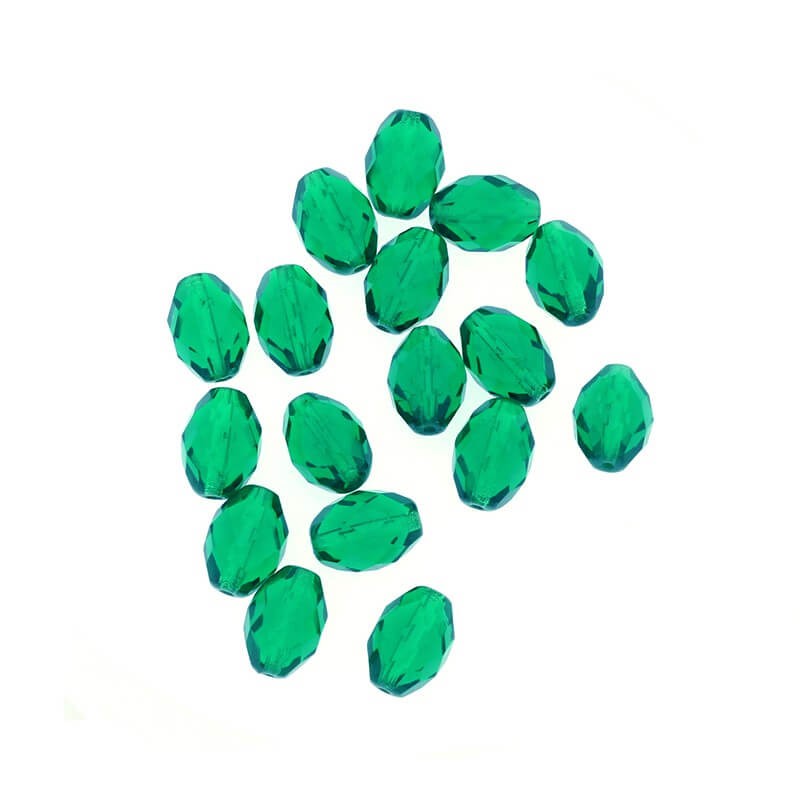 Fire polish olives glass beads 14x10mm green 2pcs SZSZCZ043
