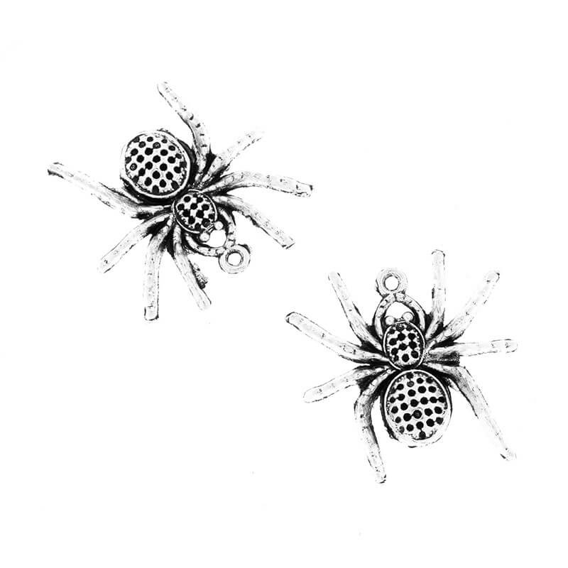 Pendants for jewelry, spiders, 26x24x4mm, oxidized silver, 1 piece AAS758