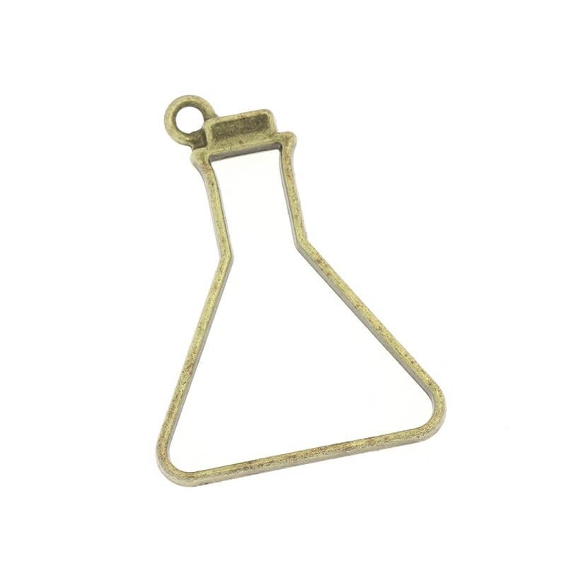 Hanging flask chemistry frame antique bronze 42x31x4mm 1 piece AAB258