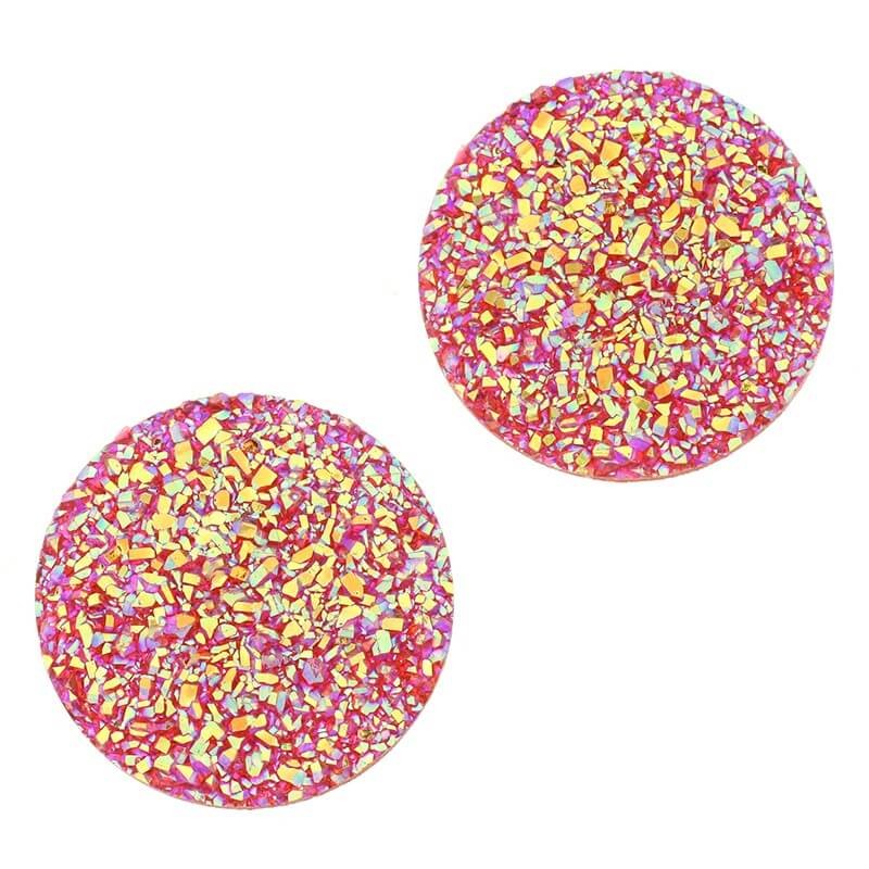 Drums cabochons red hard candy AB resin 30mm KBDR3004