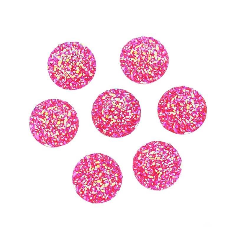 Drums cabochons 14mm red hard candy AB 4pcs resin KBDR1404