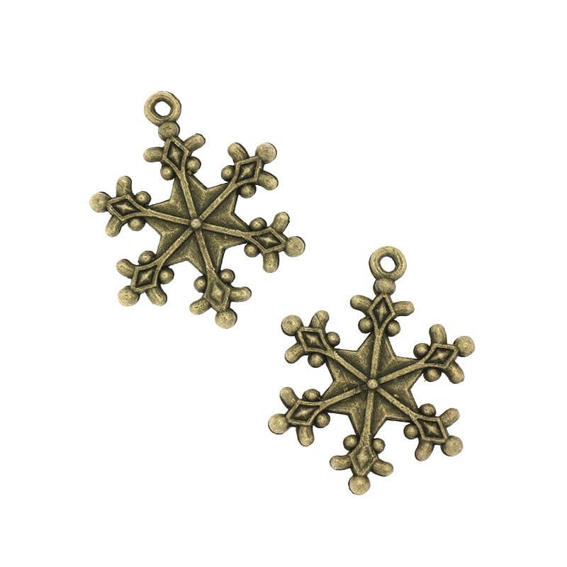 Antique bronze snowflake pendant 28x22x2mm 2pcs AAB265
