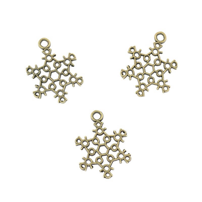 Delicate openwork snowflake pendants antique bronze 16x22x2mm 5pcs AAB267