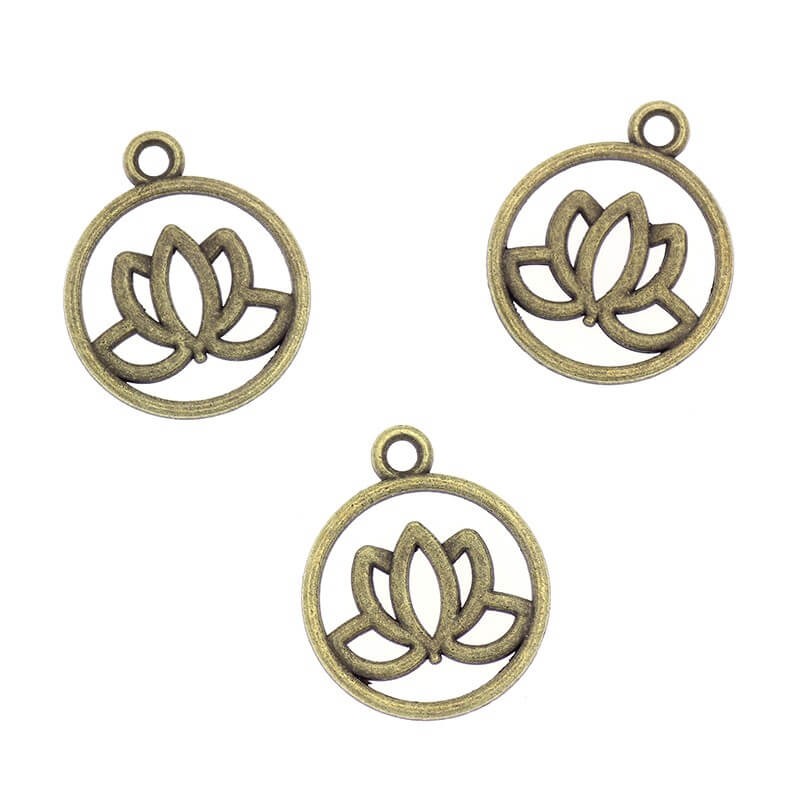Openwork lotus flower / yoga pendants 2 pcs antique bronze 24x20x3mm AAB268