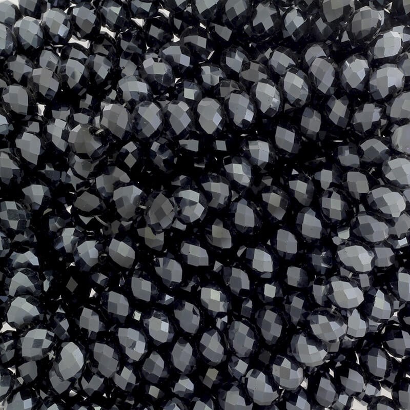 Koraliki kryształki szklane oponki szlifowane 120szt  czarne 6x4mm SZSZOP06CZ