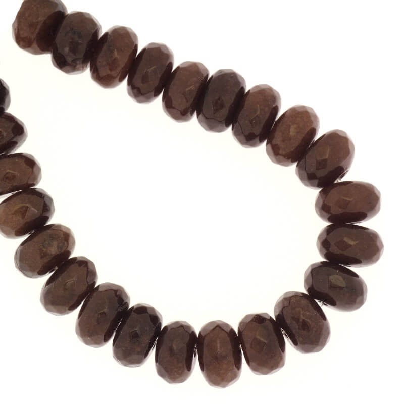 Koraliki oponki fasetowane jadeit czekoladowy 10szt 10x6mm KAOS1014