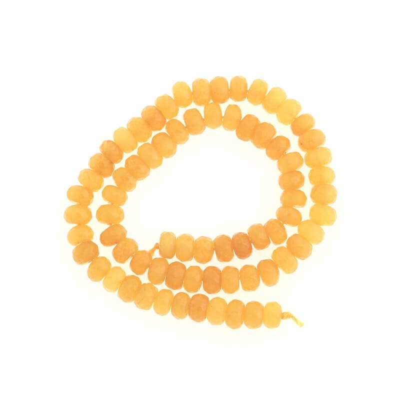 Oponki beads faceted yellow jade 10pcs 8x5mm KAOS0803