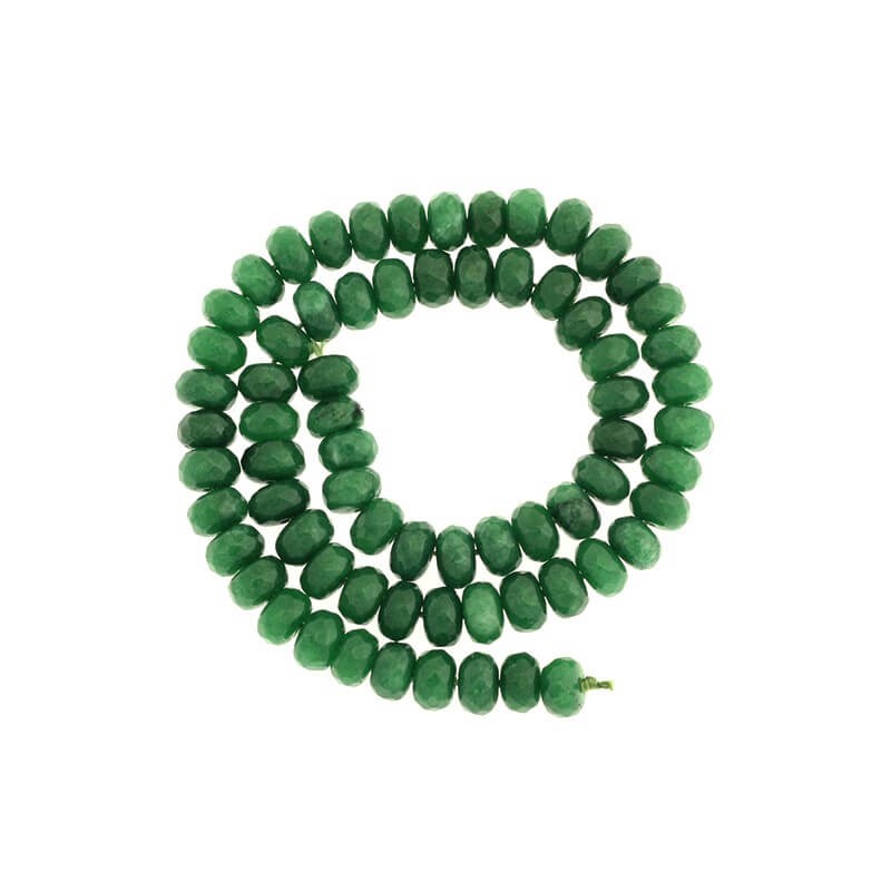 Oponki beads faceted jade green Nile 10pcs 8x5mm KAOS0826