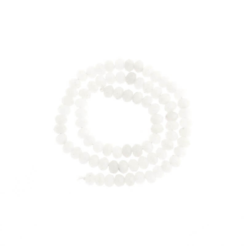 Oponki beads faceted white jade 15pcs 6x4mm KAOS0601