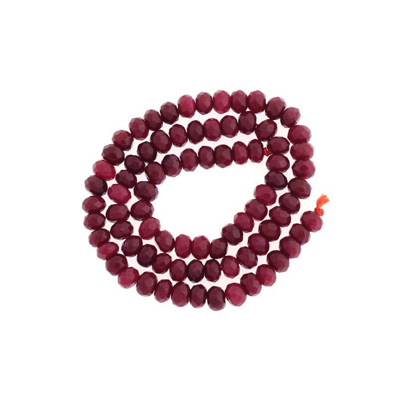 Oponki beads faceted ruby jade 15pcs 6x4mm KAOS0606