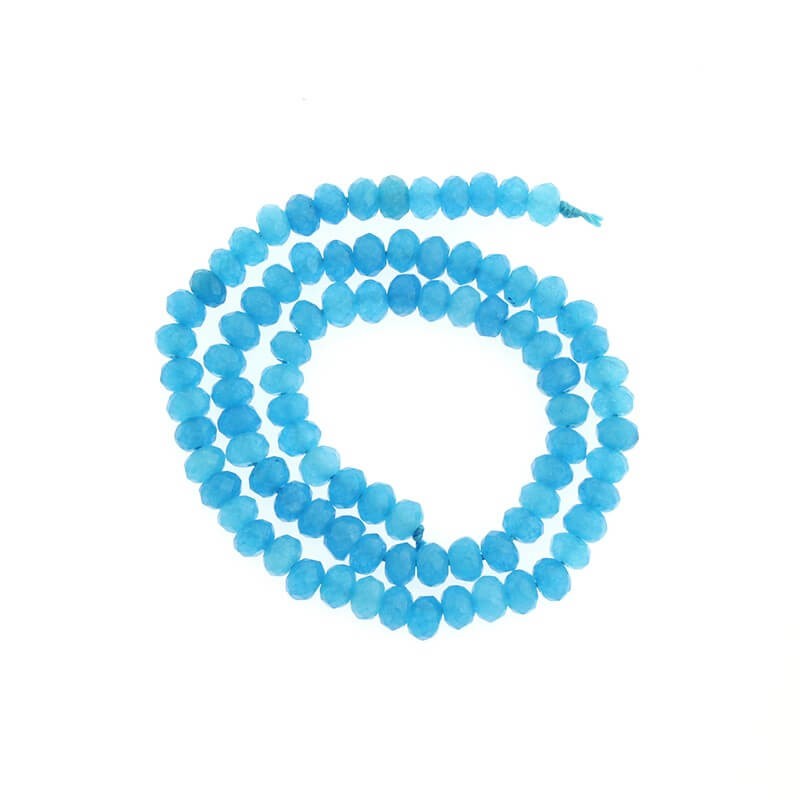 Oponki beads faceted blue jade 15pcs 6x4mm KAOS0614