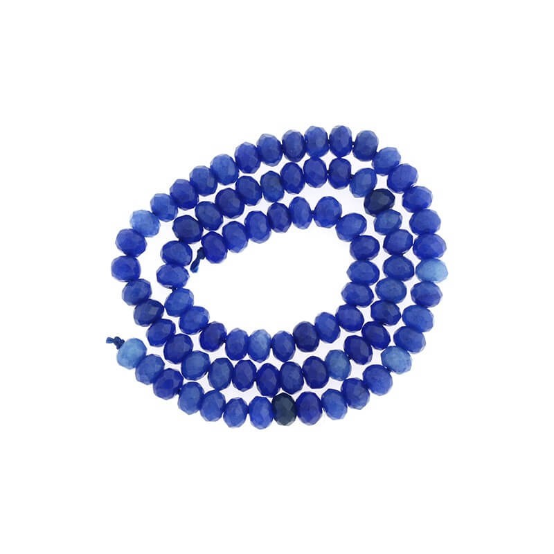 Oponki beads faceted royal blue jade 15pcs 6x4mm KAOS0615