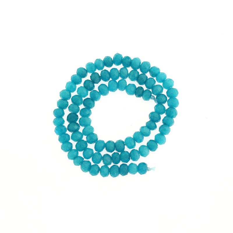 Oponki beads faceted turquoise jade 15pcs 6x4mm KAOS0618