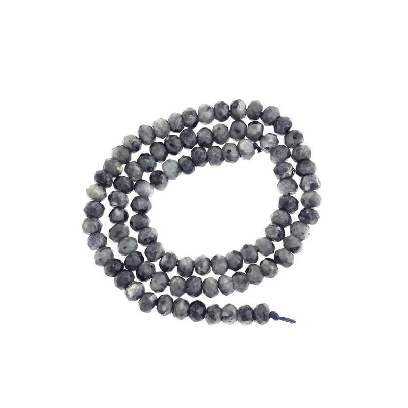 Oponki beads faceted gray jade 15pcs 6x4mm KAOS0621