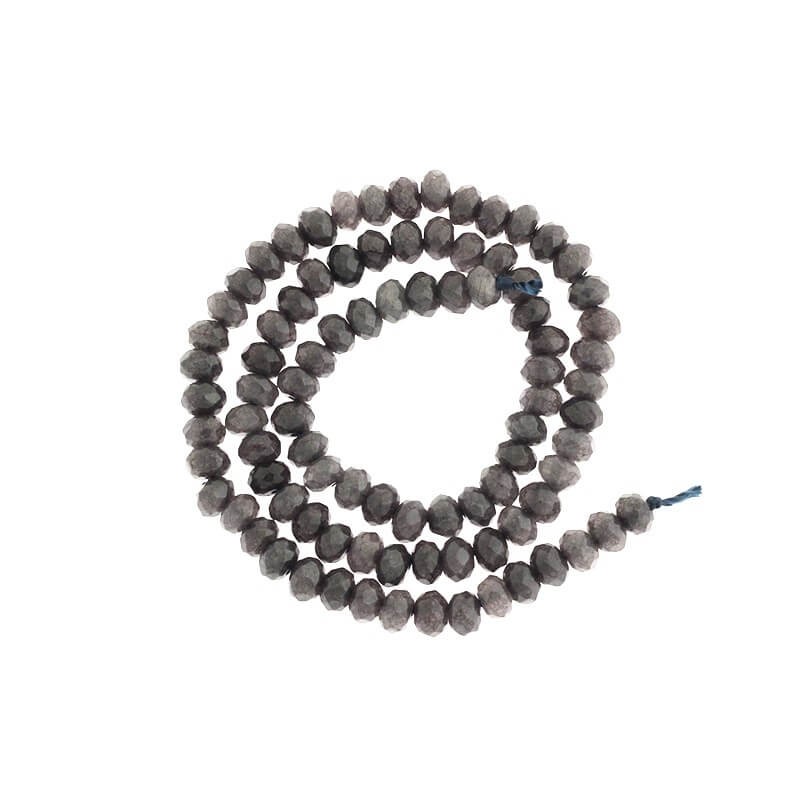 Oponki beads faceted graphite jade 15pcs 6x4mm KAOS0622