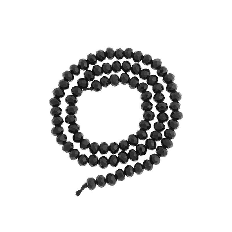 Oponki beads faceted black jade 15pcs 6x4mm KAOS0623