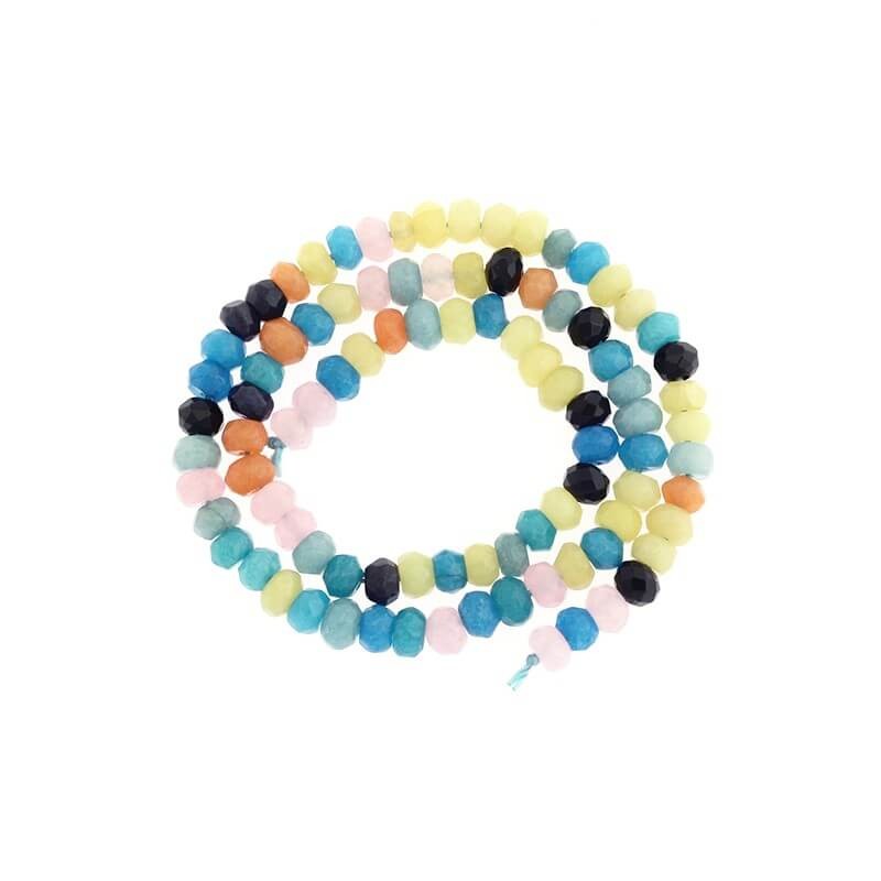 Oponki beads faceted jade MIX / 2 colors 15pcs 6x4mm KAOS0625