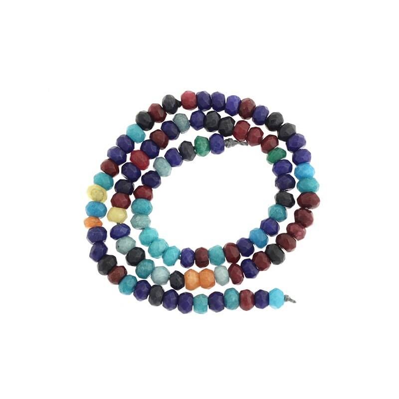 Oponki beads faceted jade MIX / 5 colors 15pcs 6x4mm KAOS0628