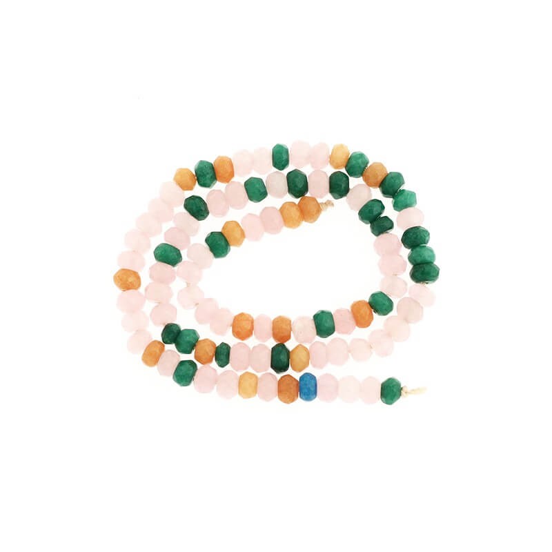Oponki beads faceted jade MIX / 6 colors 15pcs 6x4mm KAOS0629