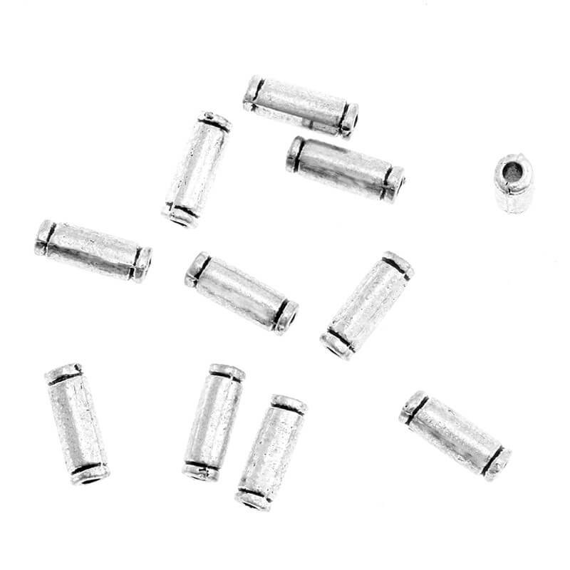 Metal beads, tube spacers, 10 pcs oxidized silver 12x4mm AAS778