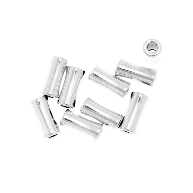 Metal beads, tube spacers, 6 pcs oxidized silver 12x5.5mm AAS779