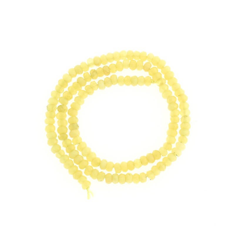 Koraliki oponki fasetowane jadeit żółty 120szt (sznur) 4x2mm KAOS0404