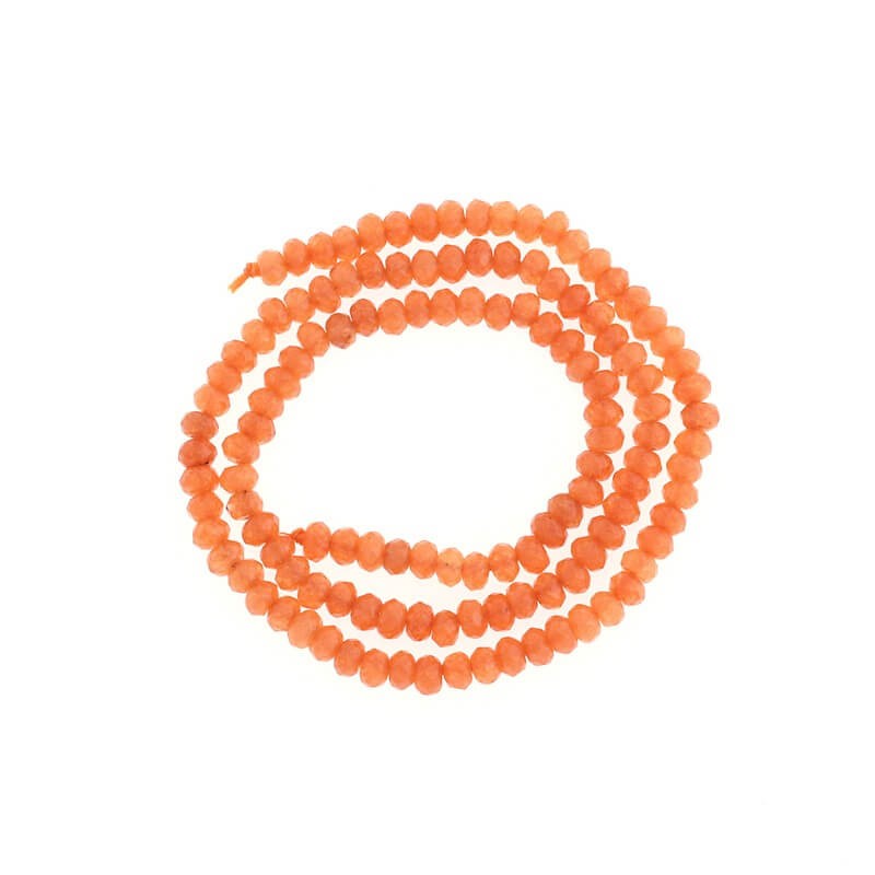Koraliki oponki fasetowane jadeit pomarańczowy soczysty 120szt (sznur) 4x2mm KAOS0407