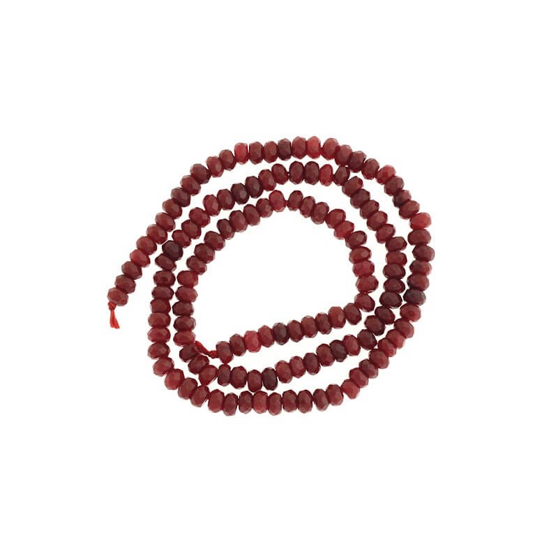 Koraliki oponki fasetowane jadeit rubinowy 120szt (sznur) 4x2mm KAOS0410