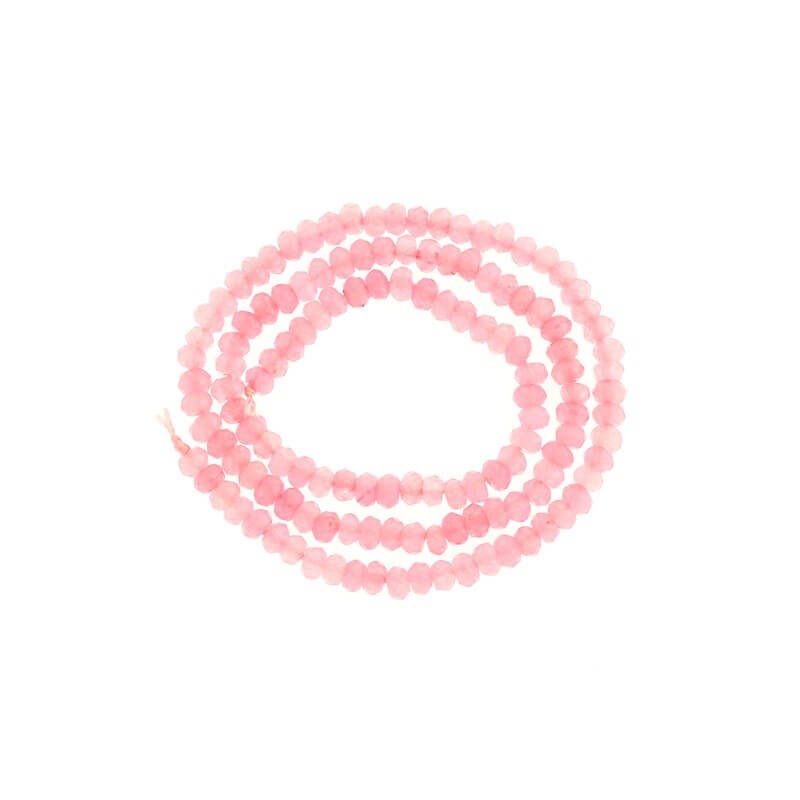 Koraliki oponki fasetowane jadeit różowy 120szt (sznur) 4x2mm KAOS0413
