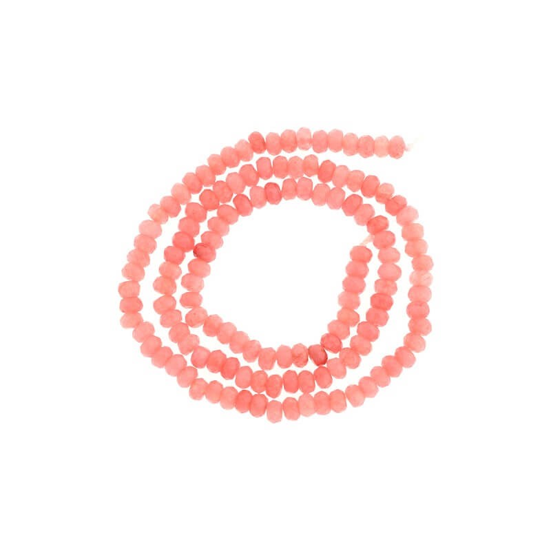 Oponki beads faceted jade pink grapefruit 120pcs (rope) 4x2mm KAOS0414