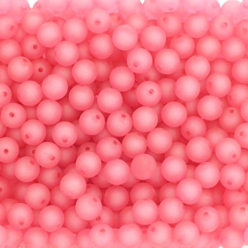 Koraliki akrylowe kulki 12mm matowe Frozen Lollipops ciemno różowe 12szt XYMZKU1206