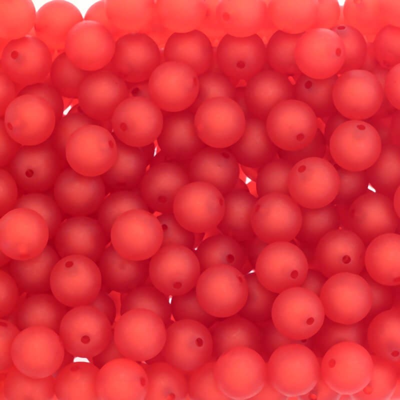 Koraliki akrylowe kulki 14mm matowe Frozen Lollipops czerwone 8szt XYMZKU1404