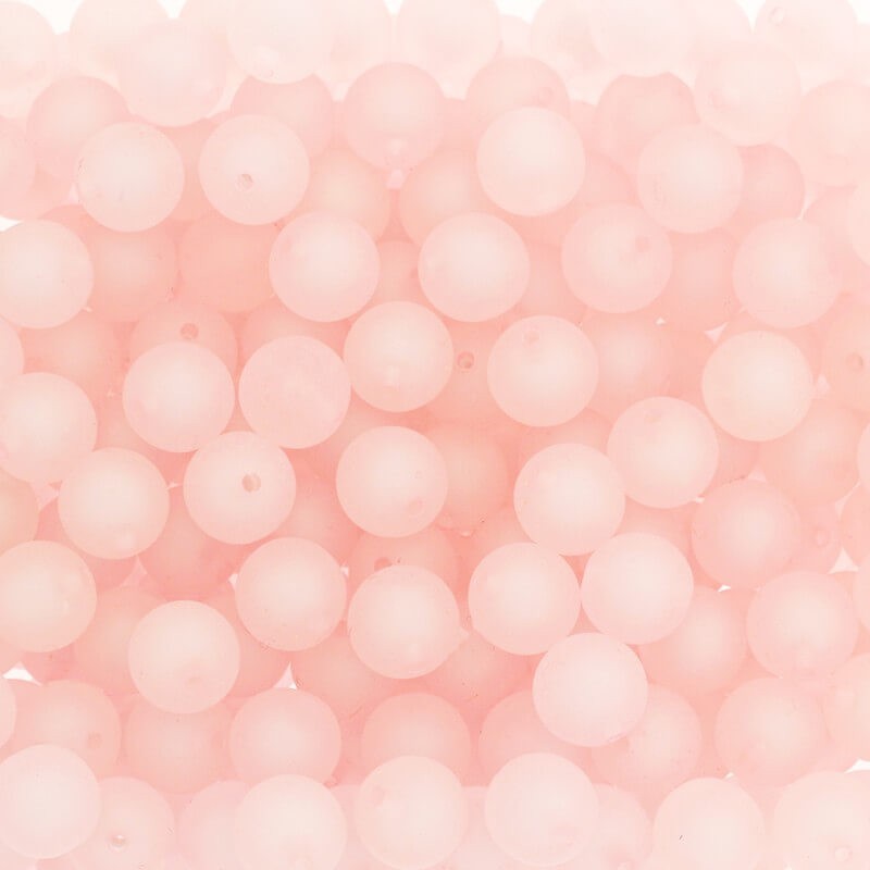 Koraliki akrylowe kulki 14mm matowe Frozen Lollipops jasno różowe 8szt XYMZKU1405