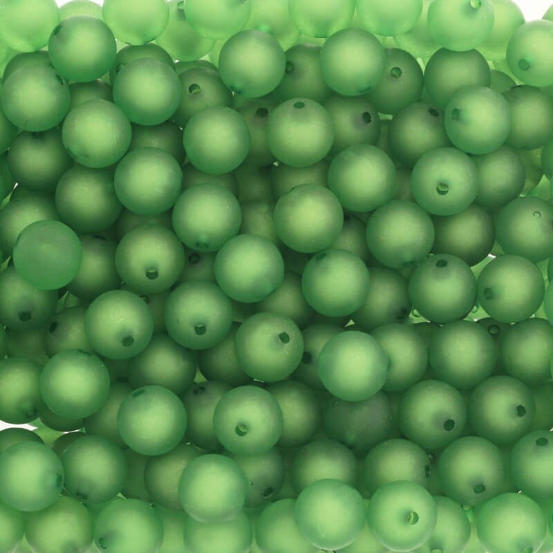 Acrylic Beads 14mm Matt Frozen Lollipops Dark Green 8pcs XYMZKU1409