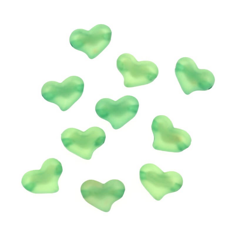 Koraliki serca akrylowe 21x16mm satynowe Frozen Lollipops ciemno zielone 5szt XYMLSE12