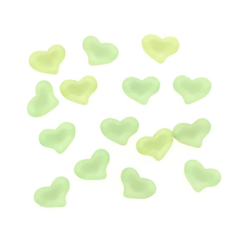 Acrylic heart beads 21x16mm frosted Frozen Lollipops light green 5pcs XYMZSE12