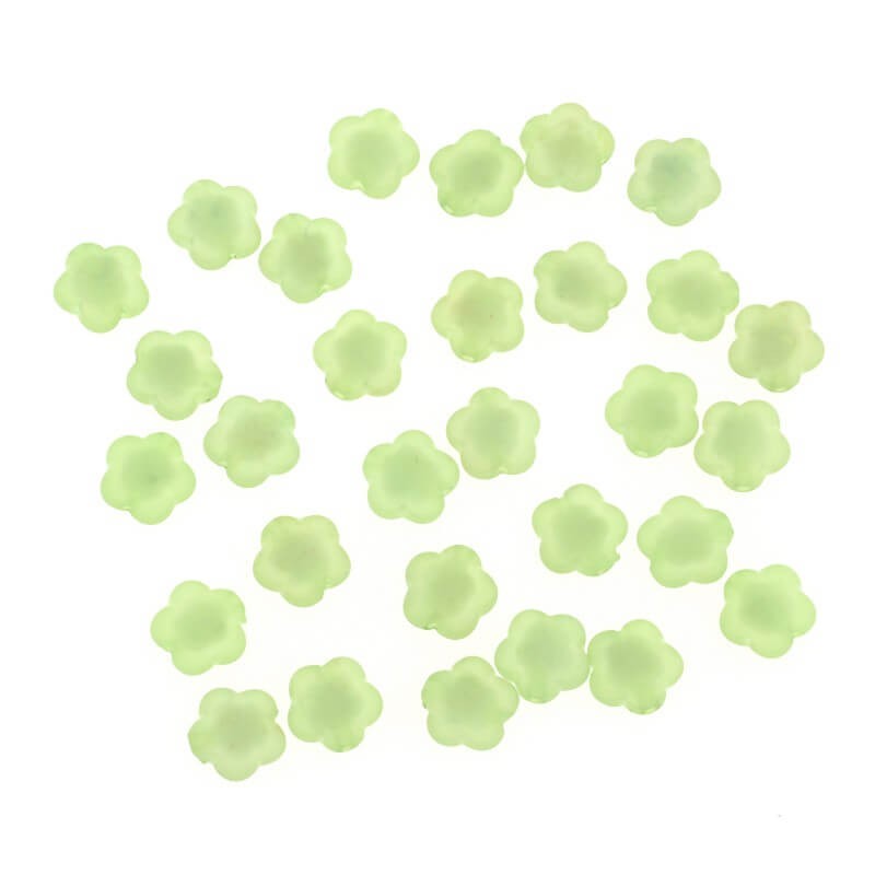 Kwiatki akrylowe 13x6.7mm matowe Frozen Lollipops jasno zielone 12szt XYMZKW10