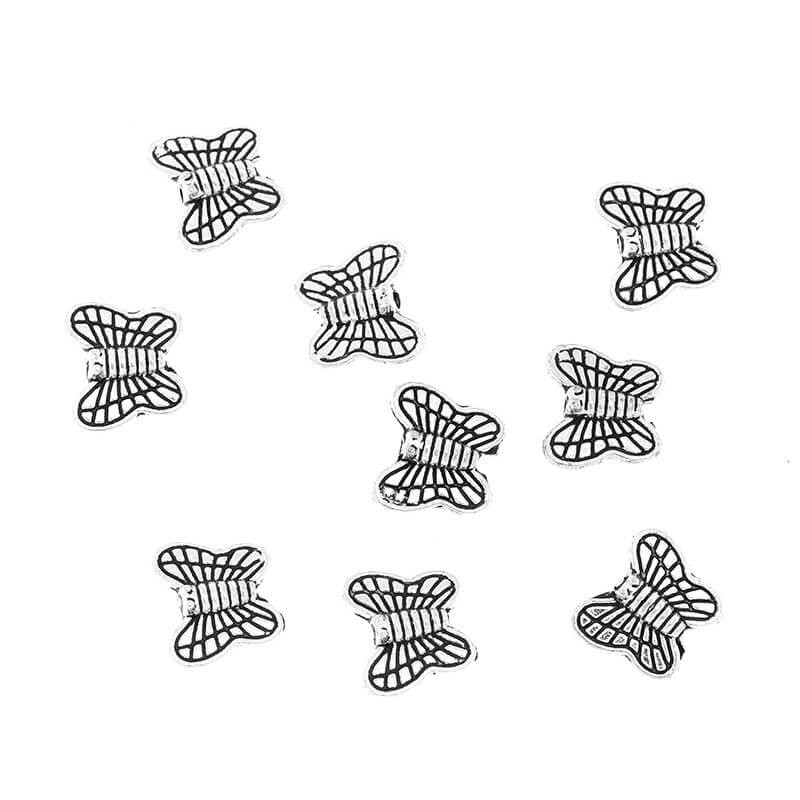 Przekładki koraliki motylki antyczne srebro 4szt 10x8x3mm AAS774