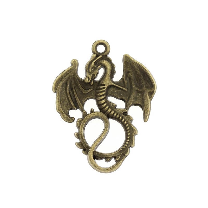 Dragons charms antique bronze 34x27x2mm, 1 piece AAB273