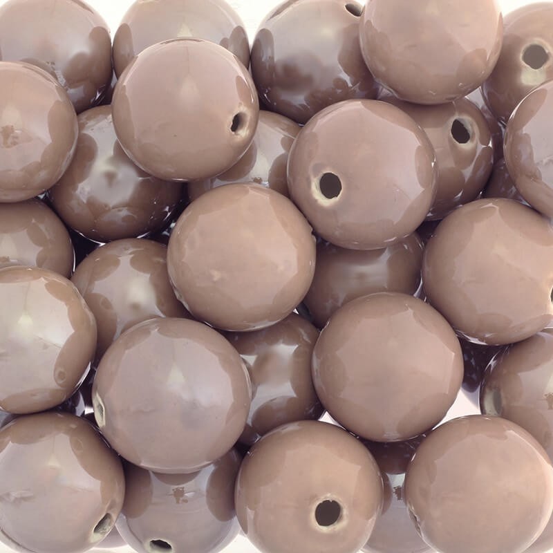 Ceramic beads hollow balls 28mm cafe latte 1pc CKU28B16L