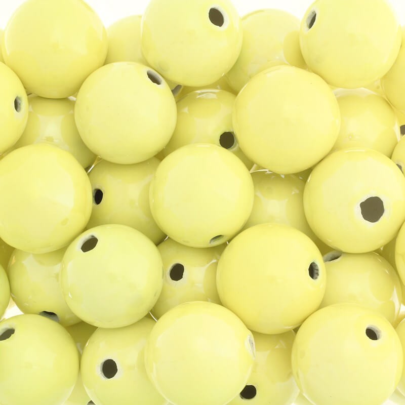 Ceramic beads empty balls 28mm yellow 1pc CKU28C08L