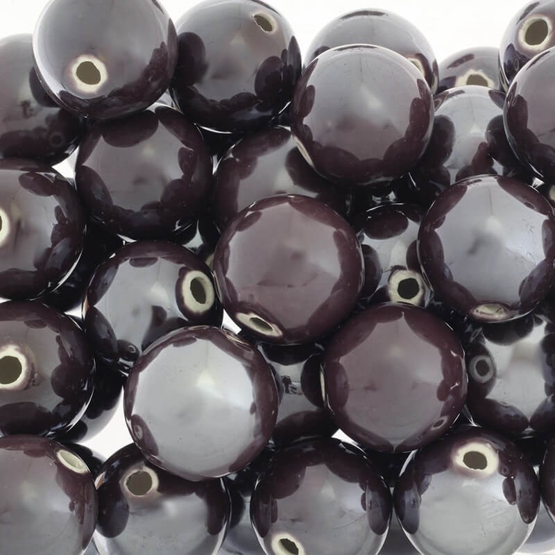 Ceramic beads hollow balls 28mm blackberry violet 1pc CKU28F15L