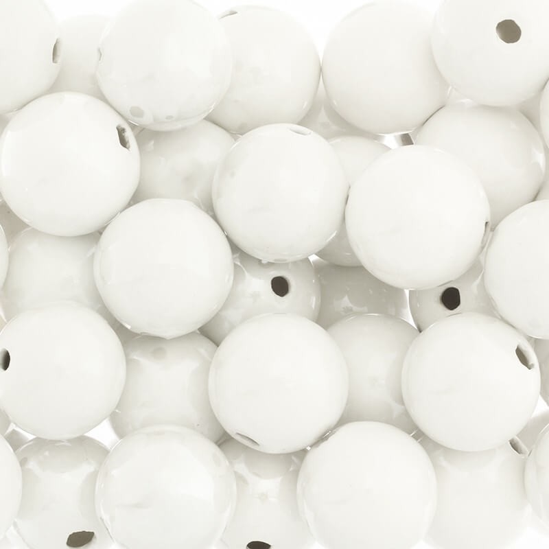 Ceramic beads empty balls 28mm white 1pc CKU28K08L