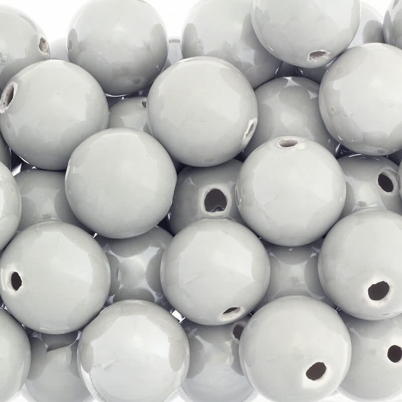 Ceramic beads hollow balls 28mm light gray 1pc CKU28S09L