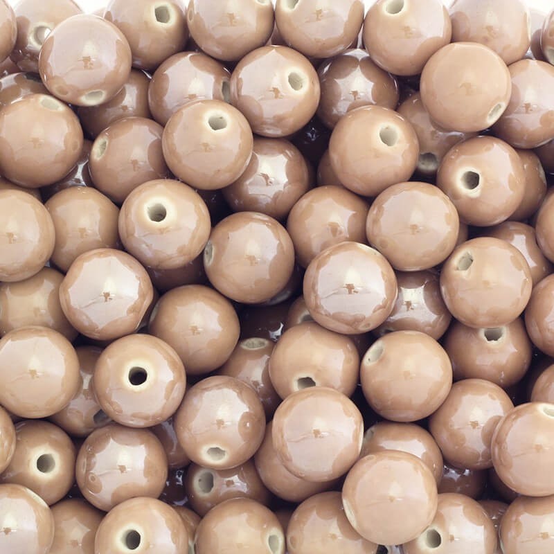 Beads for jewelry ceramic balls 18mm cafe latte 1pc CKU18B16L